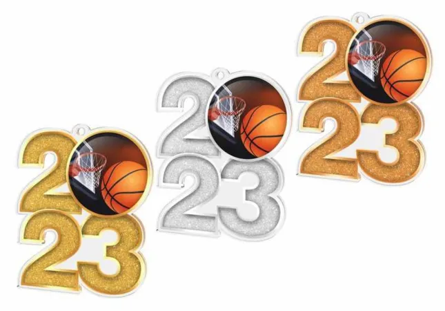 Akrylátová medaile MDA2024M06 | Basketball Barva: zlato, Stuha: ST12
