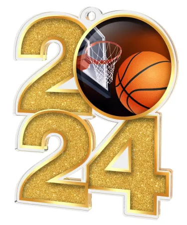 Akrylátová medaile MDA2024M06 | Basketball Barva: zlato, Stuha: ST12