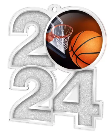 Akrylátová medaile MDA2024M06 | Basketball Barva: zlato, Stuha: ST12