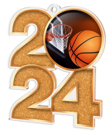 Akrylátová medaile MDA2024M06 | Basketball Barva: zlato, Stuha: ST12