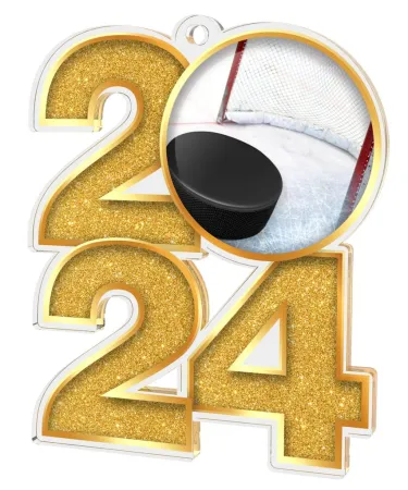 Akrylátová medaile MDA2024M07 | Hokej Barva: zlato, Stuha: ST6