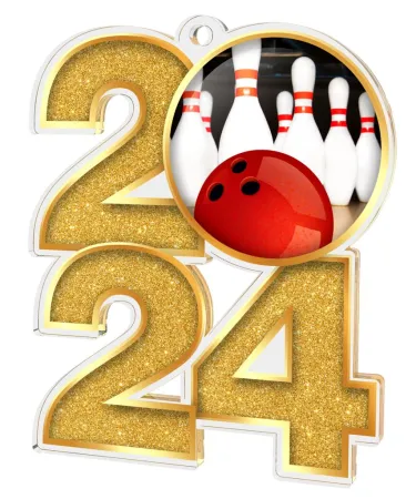 Akrylátová medaile MDA2024M08 | Bowling Barva: zlato, Stuha: ST6