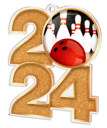 Akrylátová medaile MDA2024M08 | Bowling Barva: zlato, Stuha: ST6