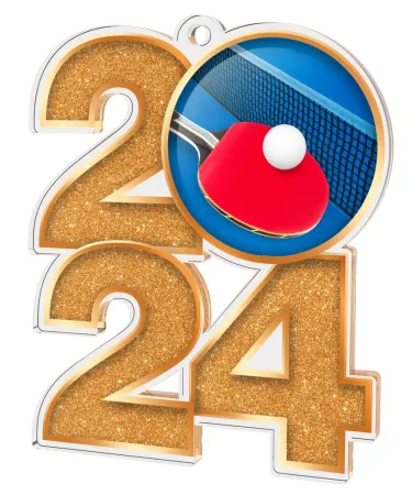 Akrylátová medaile MDA2024M11 | Stolní tenis Barva: zlato, Stuha: ST14