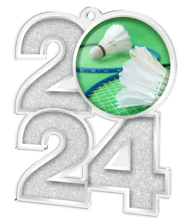 Akrylátová medaile MDA2024M18 | Badminton Barva: zlato, Stuha: ST8