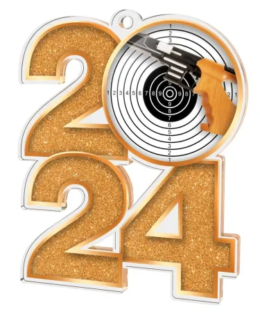 Akrylátová medaile MDA2024M22 | Střelba Barva: zlato, Stuha: ST5