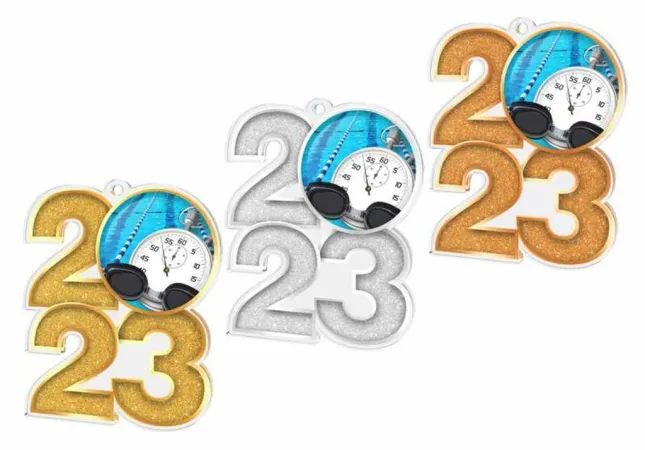 Akrylátová medaile MDA2024M24 | Plavání Barva: stříbro, Stuha: ST6