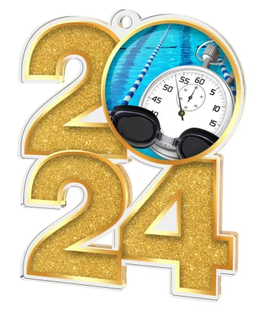 Akrylátová medaile MDA2024M24 | Plavání Barva: stříbro, Stuha: ST6