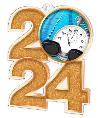 Akrylátová medaile MDA2024M24 | Plavání Barva: stříbro, Stuha: ST6