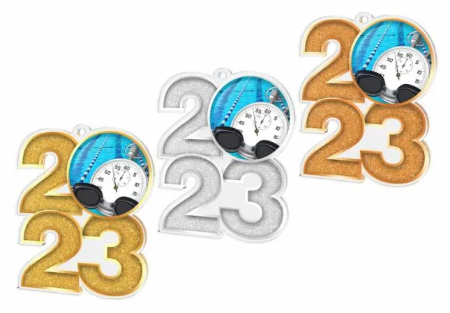 Akrylátová medaile MDA2024M24 | Plavání Barva: stříbro, Stuha: ST6