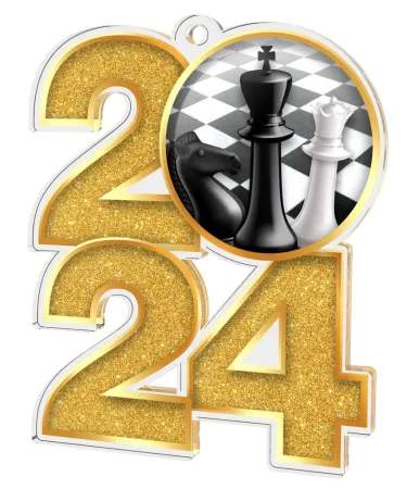 Akrylátová medaile MDA2024M29 | Šachy Barva: zlato, Stuha: ST14