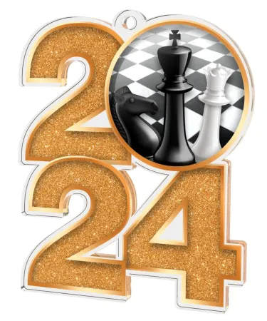 Akrylátová medaile MDA2024M29 | Šachy Barva: zlato, Stuha: ST14