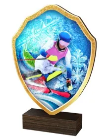 Dřevěná plaketa TFRW424 | Sjezdové lyžování Výška cm: 10,5