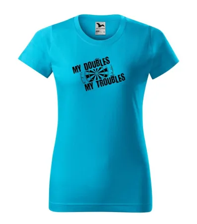 Tričko dámské s potiskem TROUBLES - turquoise M