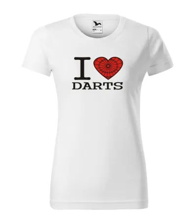 Tričko dámské s potiskem I LOVE DARTS - white 3XL