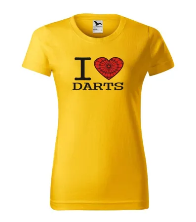 Tričko dámské s potiskem I LOVE DARTS - yellow XXL