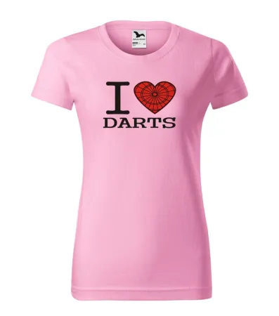 Tričko dámské s potiskem I LOVE DARTS - pink L