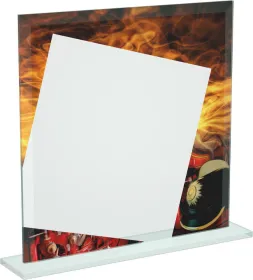 Skleněná trofej CRT20000M8 | Hasiči Výška cm: 17, Šířka cm: 17