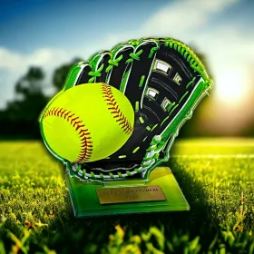Akrylátová trofej AWF M02 | Softball Výška cm: 17,5 - Šířka cm: 16,5 - bronzová