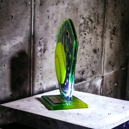 Akrylátová trofej AWF M02 | Softball Výška cm: 19,5 - Šířka cm: 18,5 - bronzová