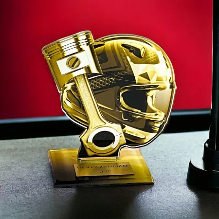 Akrylátová trofej AWF M05 | Motorsport Výška cm: 15,5 - Šířka cm: 14,5 - zlatá