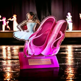 Akrylátová trofej AWF M06 | Balet Výška cm: 21,5 - Šířka cm: 20,5 - zlatá