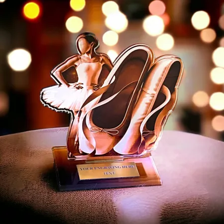 Akrylátová trofej AWF M06 | Balet Výška cm: 15,5 - Šířka cm: 14,5 - zlatá