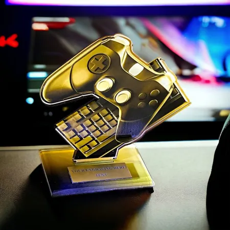 Akrylátová trofej AWF M08 | eSport Výška cm: 15,5 - Šířka cm: 14,5 - stříbrná