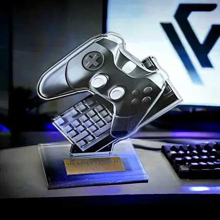 Akrylátová trofej AWF M08 | eSport Výška cm: 15,5 - Šířka cm: 14,5 - stříbrná