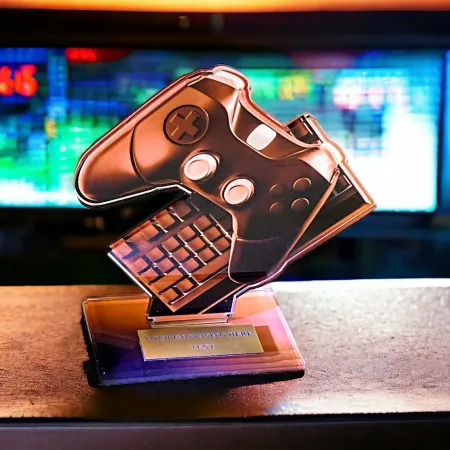 Akrylátová trofej AWF M08 | eSport Výška cm: 15,5 - Šířka cm: 14,5 - stříbrná