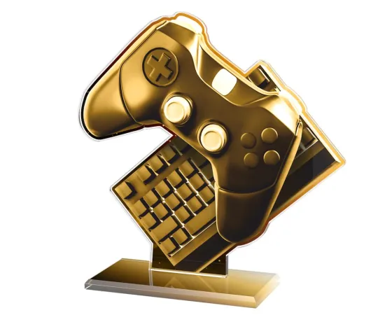 Akrylátová trofej AWF M08 | eSport Výška cm: 15,5 - Šířka cm: 14,5 - stříbrná