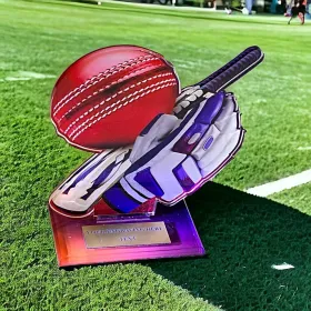 Akrylátová trofej AWF M12 | Cricket Výška cm: 15,5 - Šířka cm: 14,5 - stříbrná