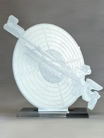 Akrylátová trofej AWF M13 | Střelba Výška cm: 17,5 - Šířka cm: 16,5 - plnobarevná