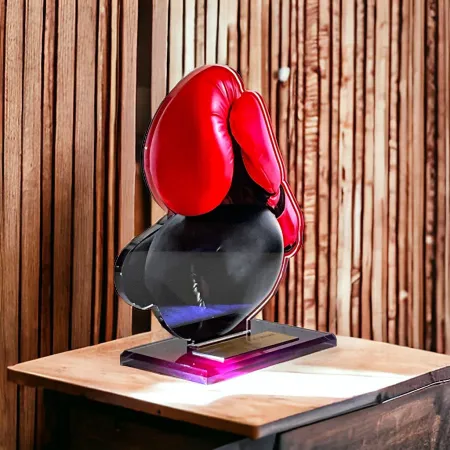 Akrylátová trofej AWF M14 | Bojová umění Výška cm: 15,5 - Šířka cm: 14,5 - stříbrná