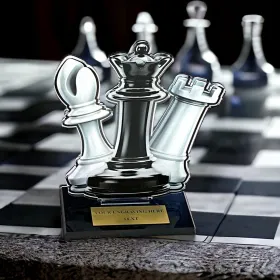 Akrylátová trofej AWF M16 | Šachy Výška cm: 15,5 - Šířka cm: 14,5 - bronzová