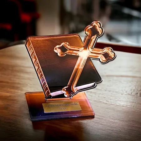 Akrylátová trofej AWF M22 | Nábožentsví Výška cm: 13,5 - Šířka cm: 12,5 - stříbrná