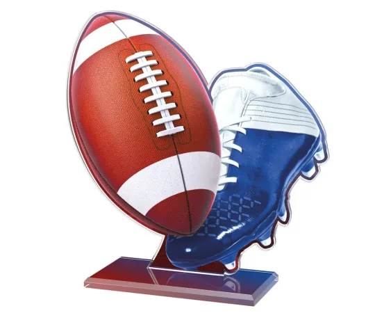 Akrylátová trofej AWF M35 | Americký fotbal Výška cm: 21,5 - Šířka cm: 20,5 - stříbrná