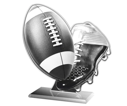 Akrylátová trofej AWF M35 | Americký fotbal Výška cm: 21,5 - Šířka cm: 20,5 - stříbrná