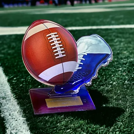 Akrylátová trofej AWF M35 | Americký fotbal Výška cm: 21,5 - Šířka cm: 20,5 - stříbrná