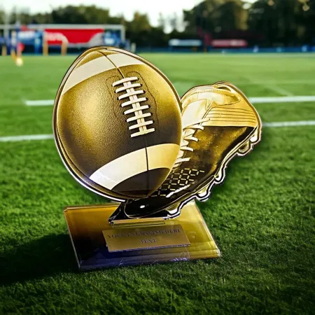 Akrylátová trofej AWF M35 | Americký fotbal Výška cm: 21,5 - Šířka cm: 20,5 - stříbrná