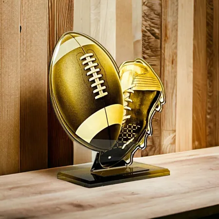 Akrylátová trofej AWF M35 | Americký fotbal Výška cm: 21,5 - Šířka cm: 20,5 - stříbrná