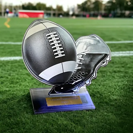 Akrylátová trofej AWF M35 | Americký fotbal Výška cm: 21,5 - Šířka cm: 20,5 - stříbrná