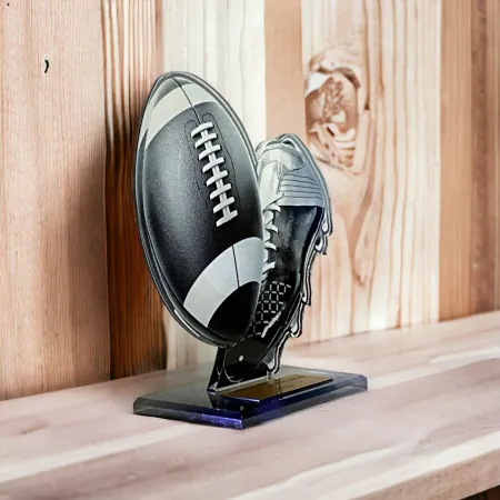Akrylátová trofej AWF M35 | Americký fotbal Výška cm: 21,5 - Šířka cm: 20,5 - stříbrná