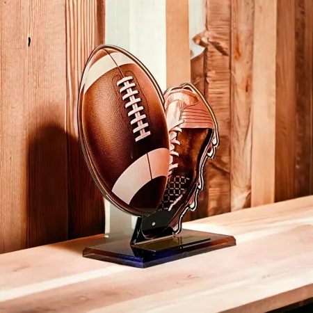 Akrylátová trofej AWF M35 | Americký fotbal Výška cm: 21,5 - Šířka cm: 20,5 - stříbrná