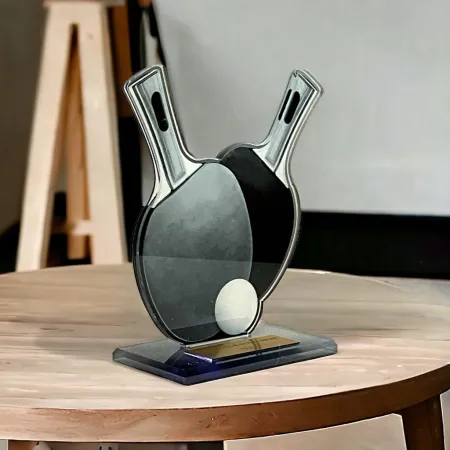 Akrylátová trofej AWF M47 | Stolní tenis Výška cm: 13,5 - Šířka cm: 12,5 - stříbrná