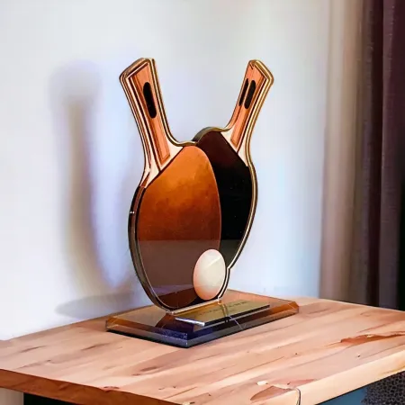 Akrylátová trofej AWF M47 | Stolní tenis Výška cm: 13,5 - Šířka cm: 12,5 - stříbrná