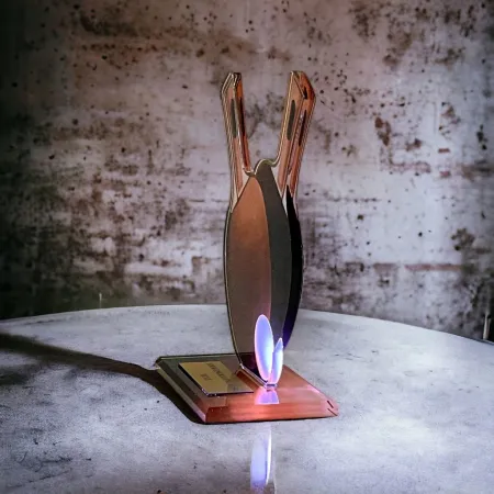 Akrylátová trofej AWF M47 | Stolní tenis Výška cm: 13,5 - Šířka cm: 12,5 - stříbrná