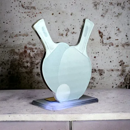 Akrylátová trofej AWF M47 | Stolní tenis Výška cm: 13,5 - Šířka cm: 12,5 - stříbrná