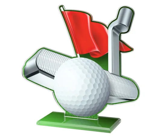 Akrylátová trofej AWF M50 | Golf Výška cm: 15,5 - Šířka cm: 14,5 - plnobarevná