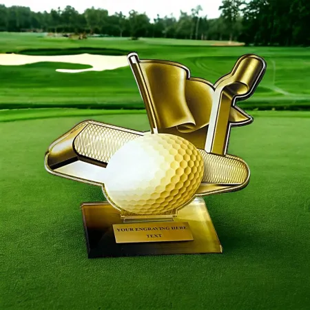 Akrylátová trofej AWF M50 | Golf Výška cm: 15,5 - Šířka cm: 14,5 - plnobarevná